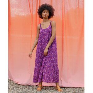 Indi & Cold "Hugo" Organic Cotton Tank Maxi in Purple, size Small